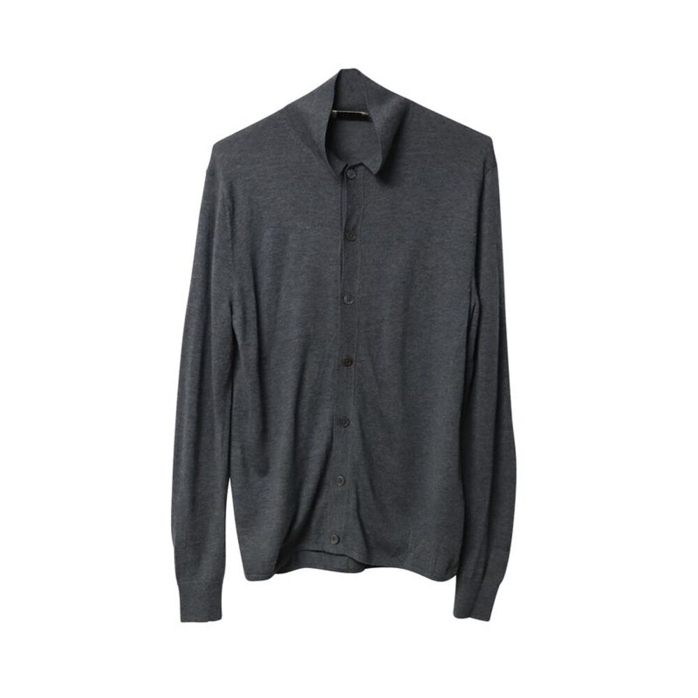 Acne Studios Collared Buttondown Cardigan in Grey Wool